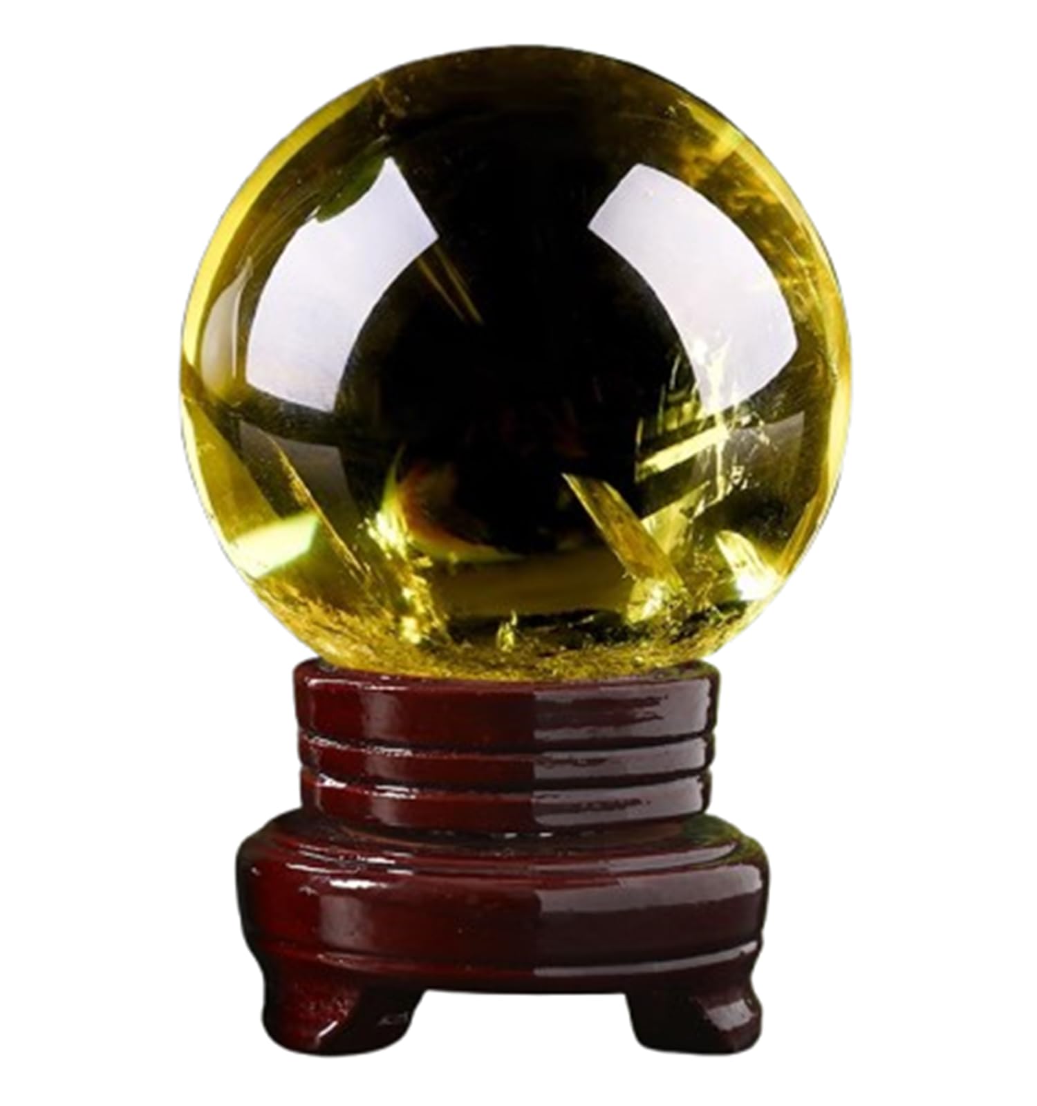 FOPURE Citrine Crystal Ball with Display Base,Polished Stone Feng Shui Sphere Decoration for Home & Office,Scrying Magic,5cm/1.96in