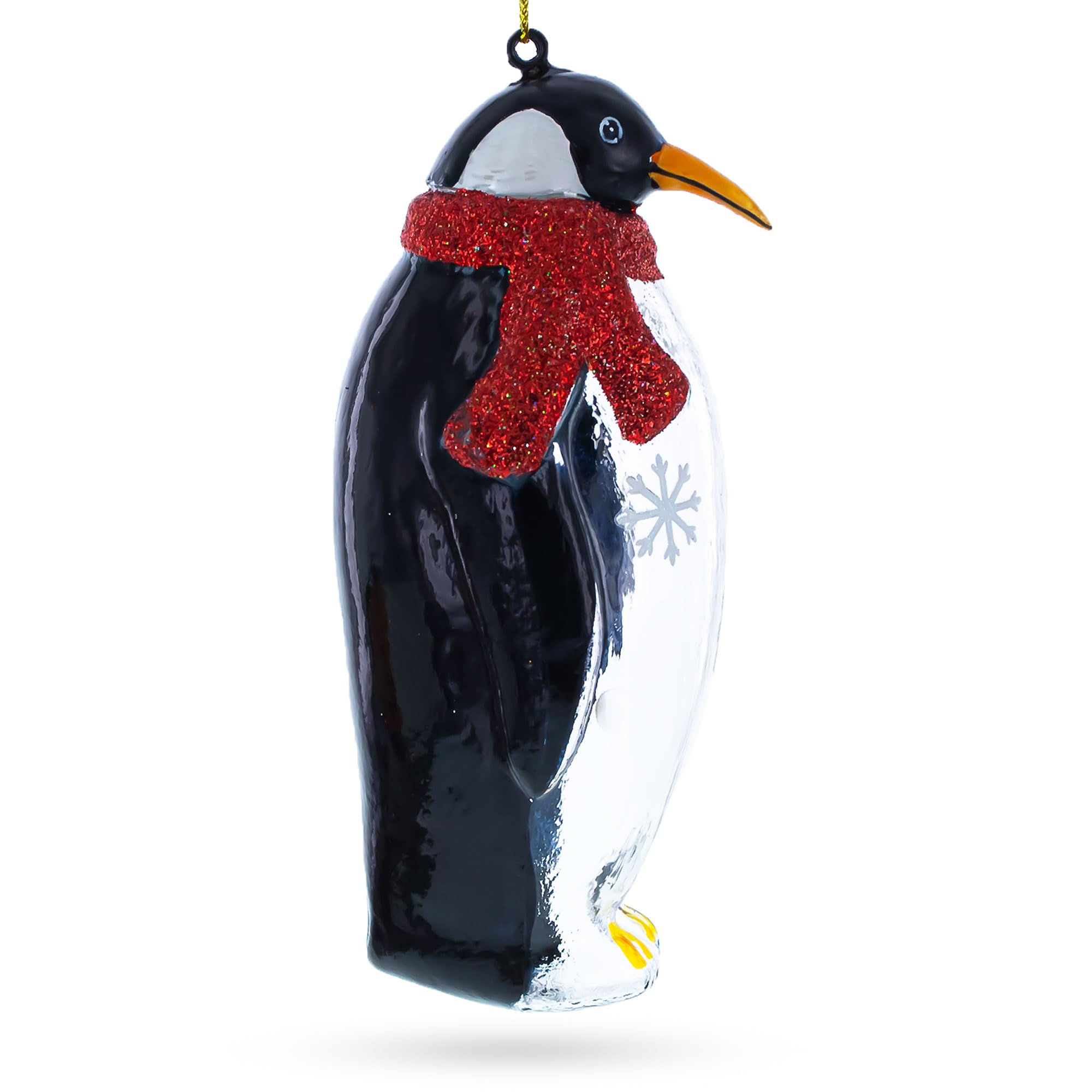 Penguin with Scarf Blown Glass Christmas Ornament