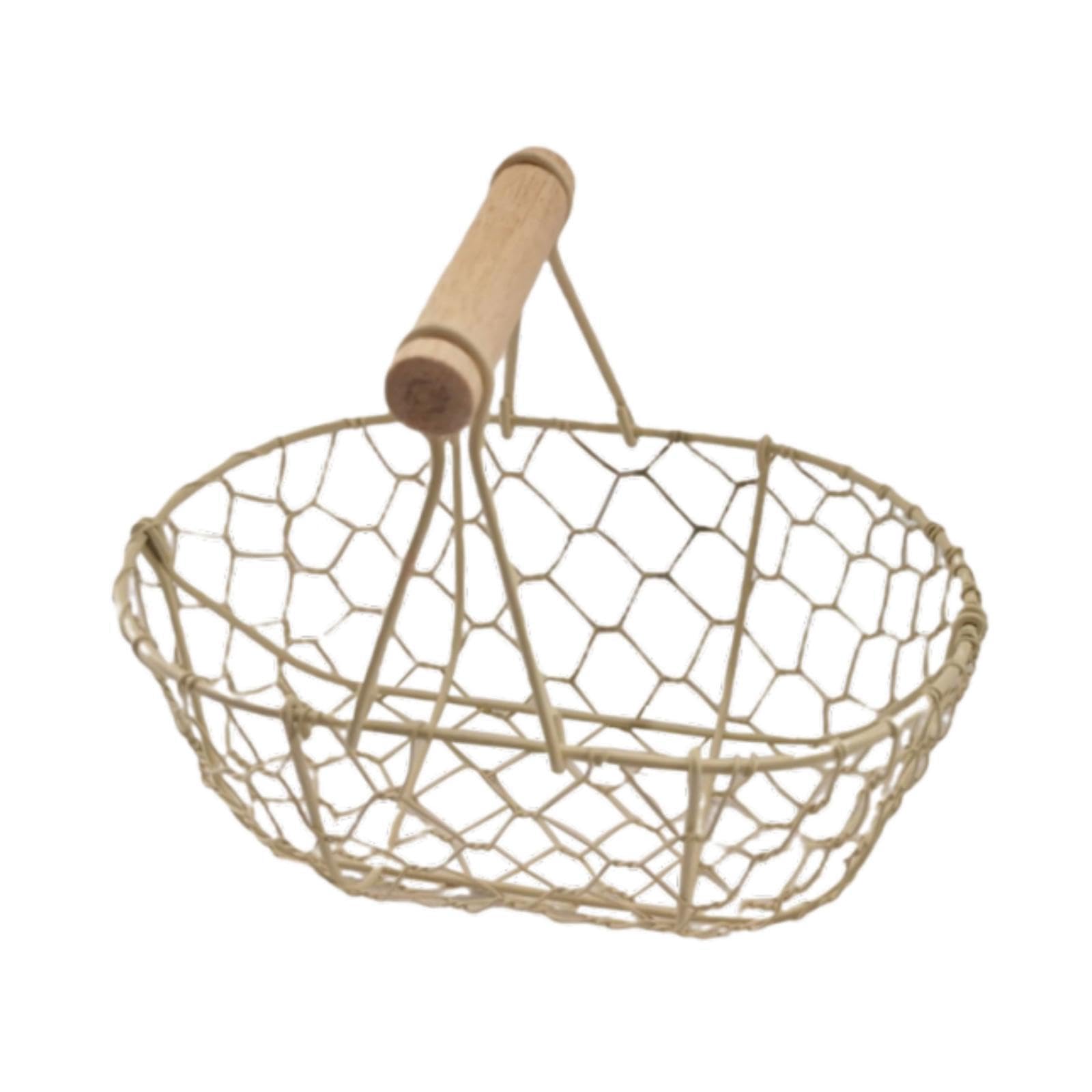 Quilstm White Retro Wire Basket Vegetable Basket Organizational Tool Enhancing Farmhouse Aesthetic While Serving Practical Storage Requirements Rust Gathering, 18X12x12.5cm
