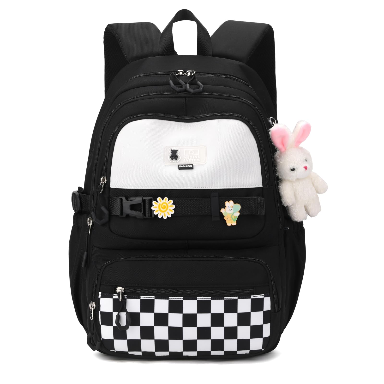 Amythe Sac a Dos Fille, Cartable Primaire Etanche pour Enfant, Sacs à Dos Scolaire Loisir Nylon, Sac D'école Filles Adolescent Pour L'école et les Voyages -Noir