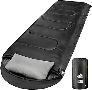 MEREZA 0 Degree Winter Sleeping Bag for Adults and Kids with Pillow, 4-Season Cold Weather Camping Sleeping Bag for Big and Tall