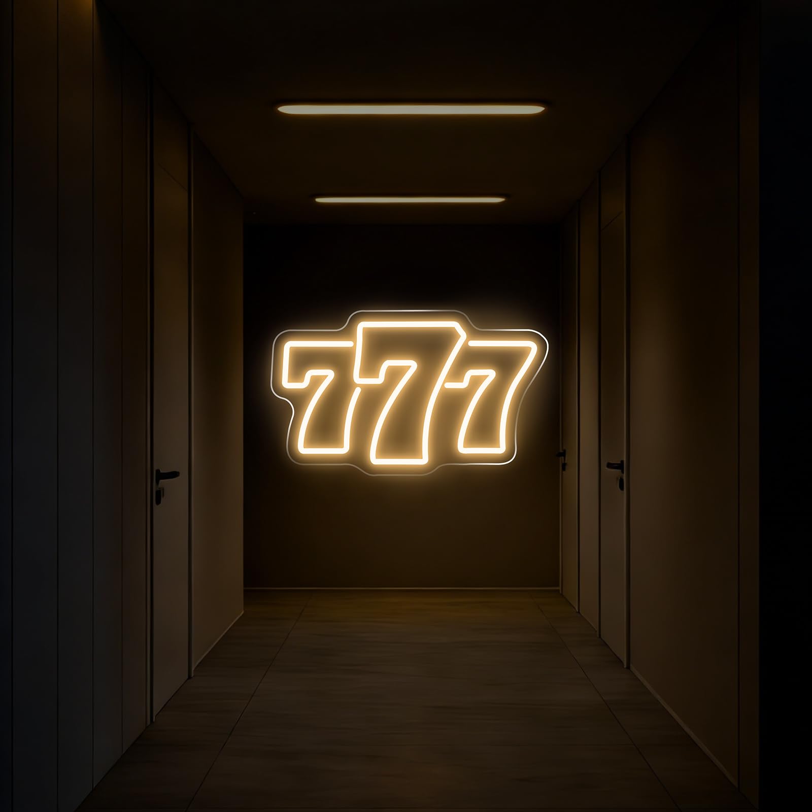 Insegna al neon 777 bianco caldo, 39,9 x 24,9 cm, angelo fortunato, luce a LED per camera da letto, decorazione casinò, sala giochi, grotta uomo, bar, serata poker