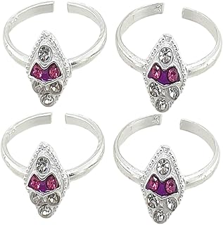Sahiba Gems Silver Beautiful Designer Sparkling Color Zircon Toe Rings Bichhiya | 4 Pieces Set For Women I Light Weight Price In India