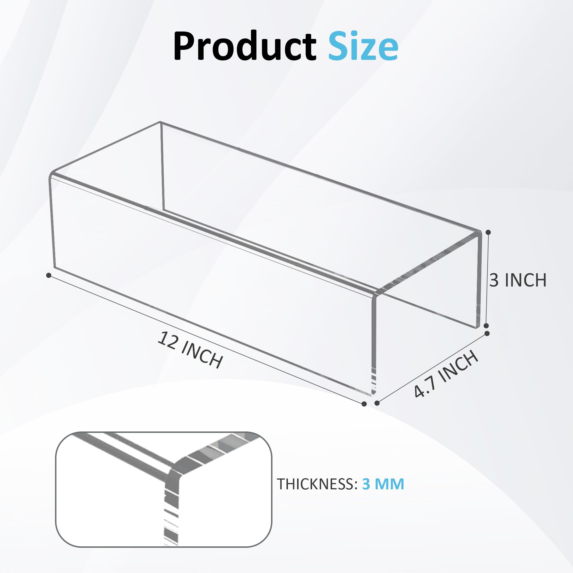 Sezanrpt Acrylic Shelf Riser 12x4.7x3 pack of 2, Desktop Rectangular Acrylic Tray Pedestal Stand for Funko Pop Figure Bags - Image 2