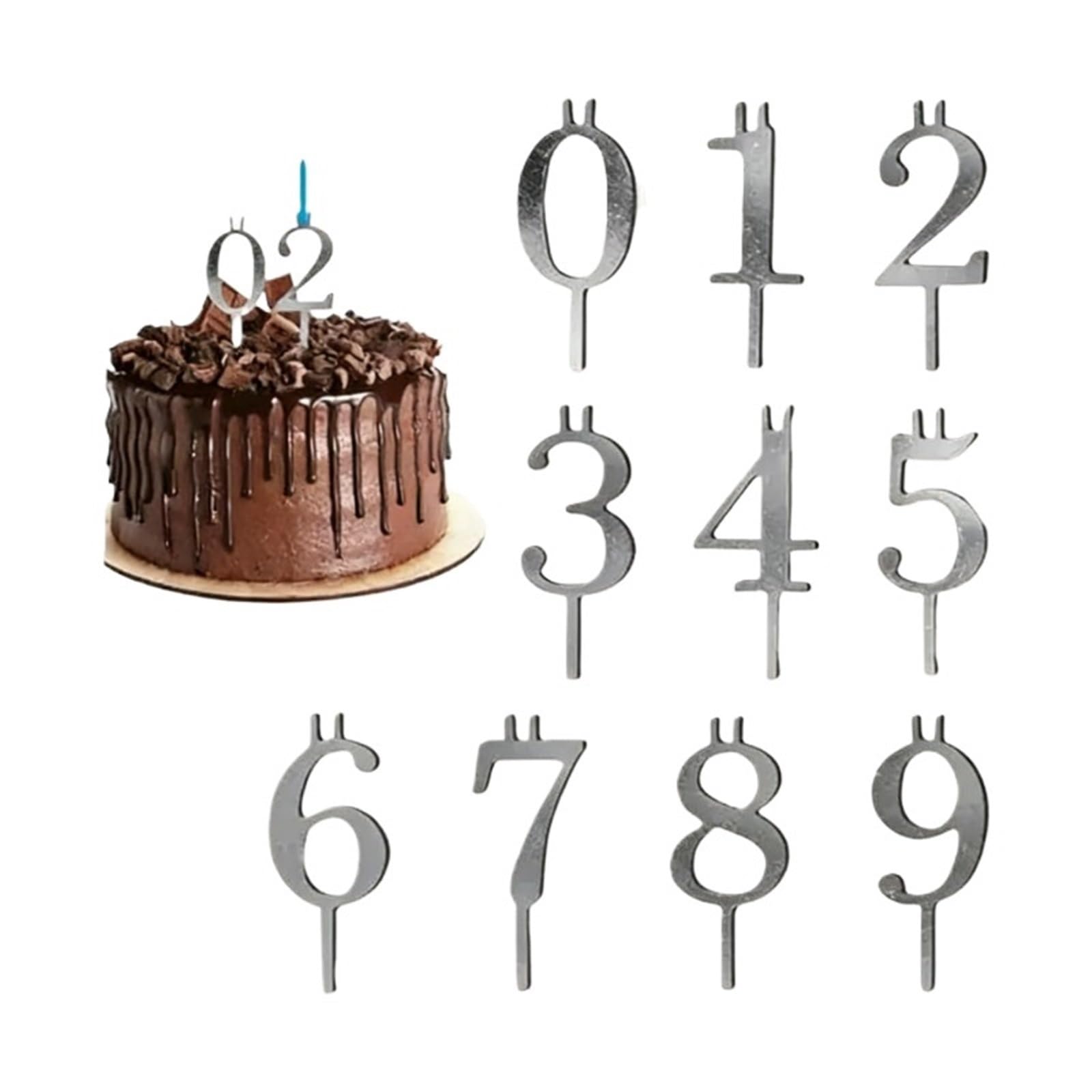 Reusable Number Birthday Cake Candle Holder - for Celebrations and Parties(2set)
