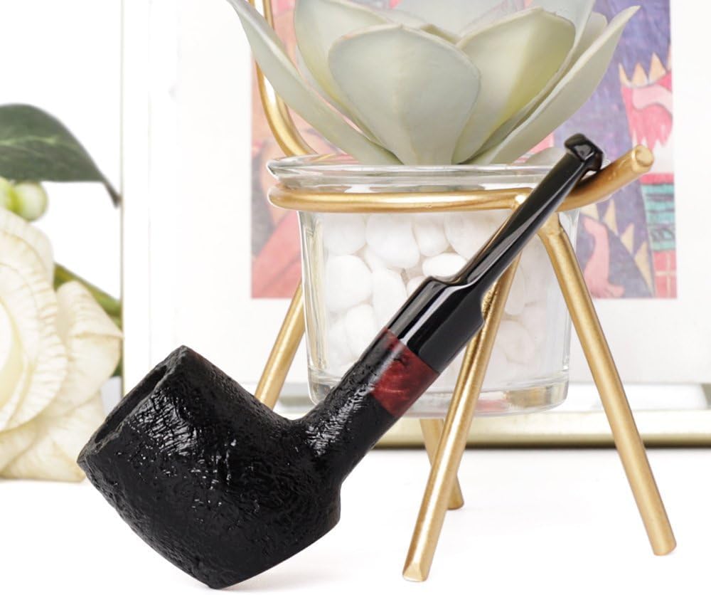 Heysong Handmade Wooden Small Pipe Briar Pipe fit 3mm Filters with Straight Saddle Stem HSAA0416 (Black)