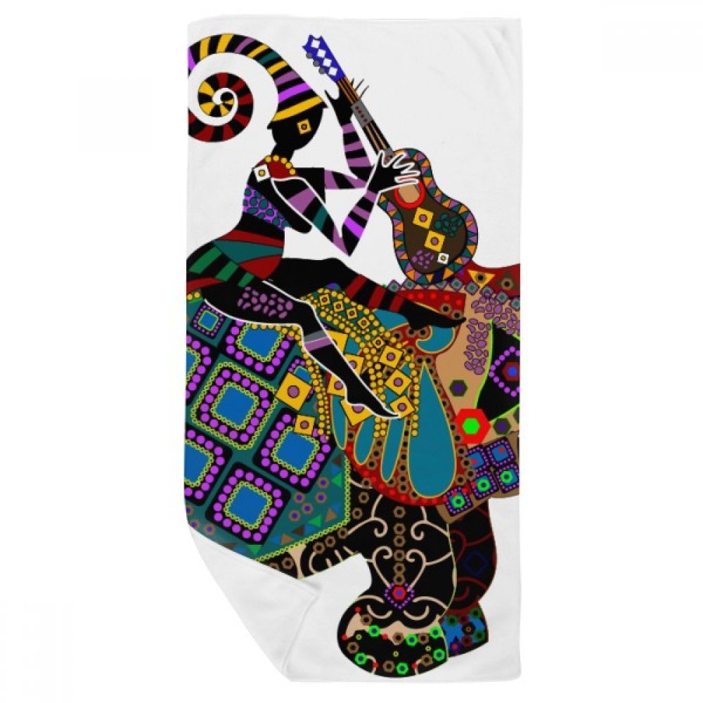 Serviette de bain doux gant de toilette 35x70cm éléphant totem multicolore