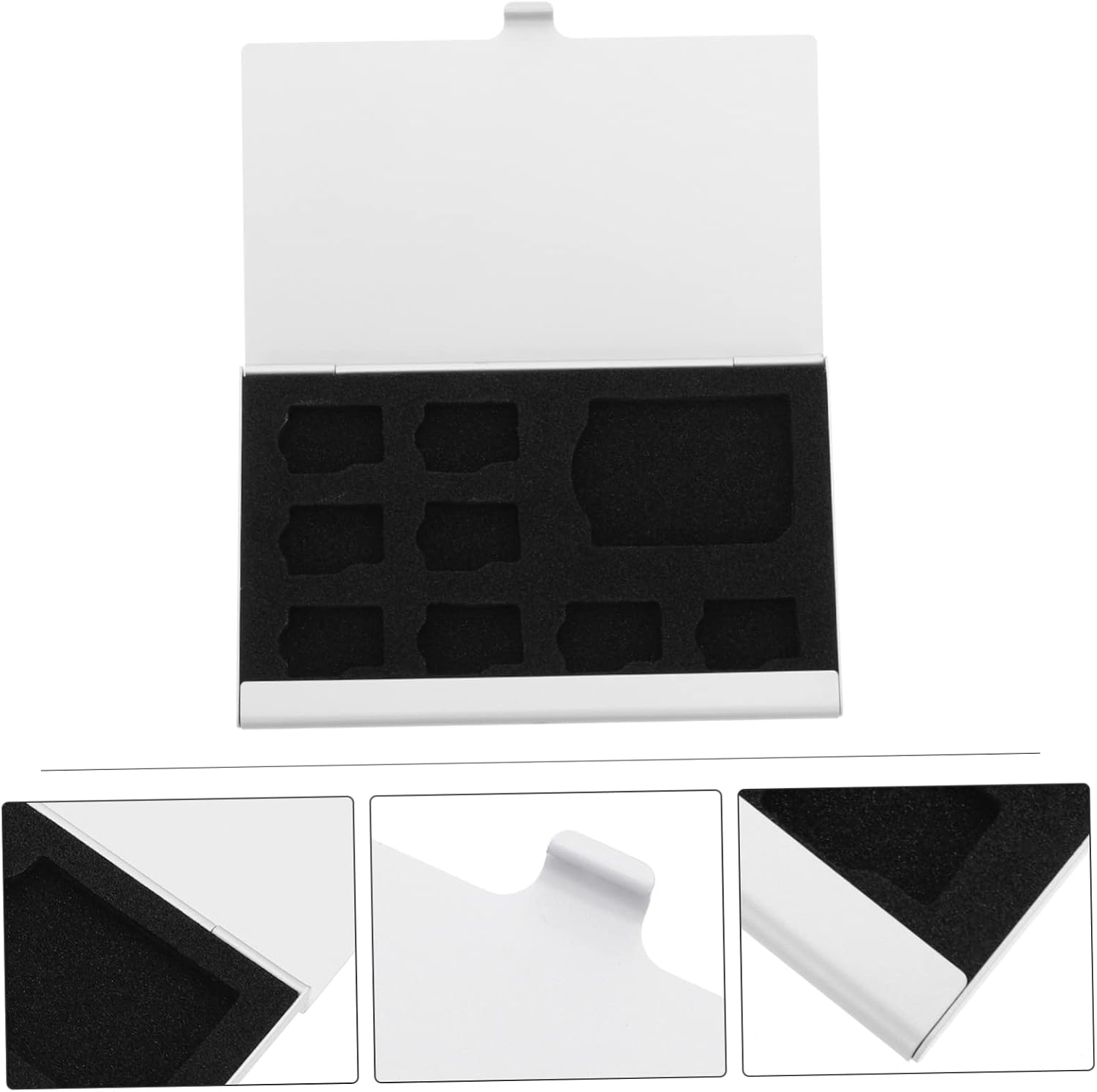 Memory Card Case Silver 9 Slot Storage Box Aluminum Alloy