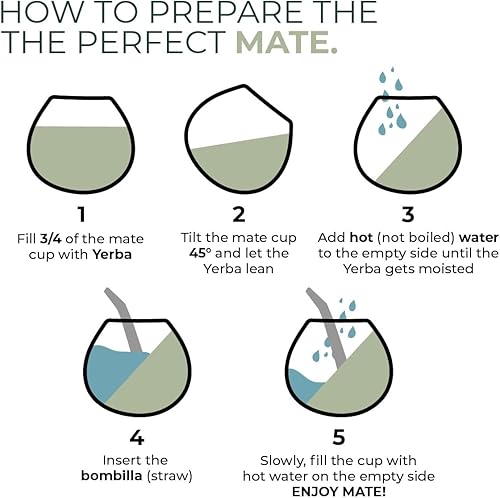 Miniatura 6 de Yerba Mate Cup - Juego de tazas de té mate de acero inoxidable con aislamiento de doble pared, incluye 2 bombillas (pajita de yerba mate) y un