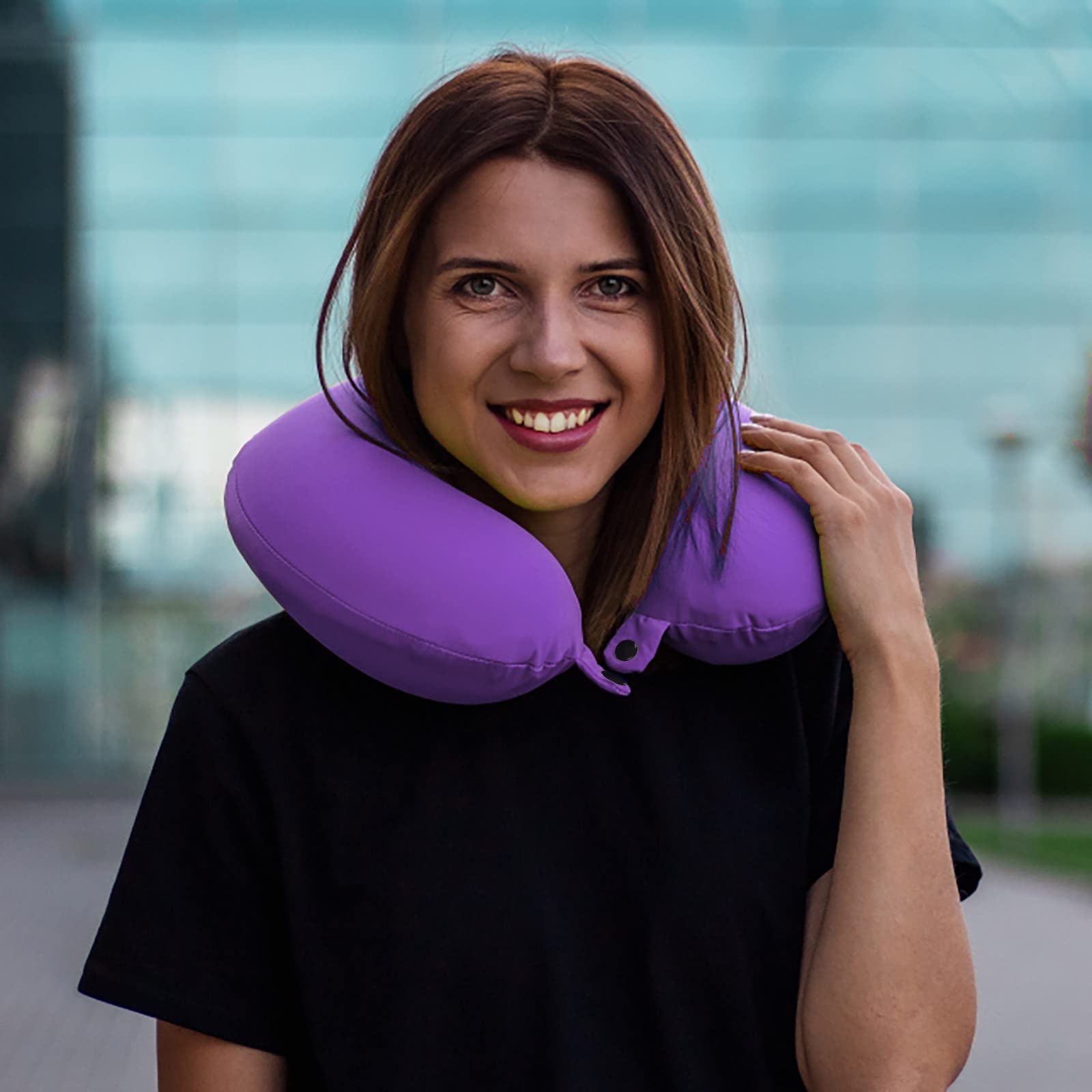 Almohada de viaje para el cuello, de espuma viscoelástica, cojín de apoyo para la cabeza, para avión, tren, coche, oficina, almohadas de vuelo esenciales para un largo recorrido para dormir, acampar