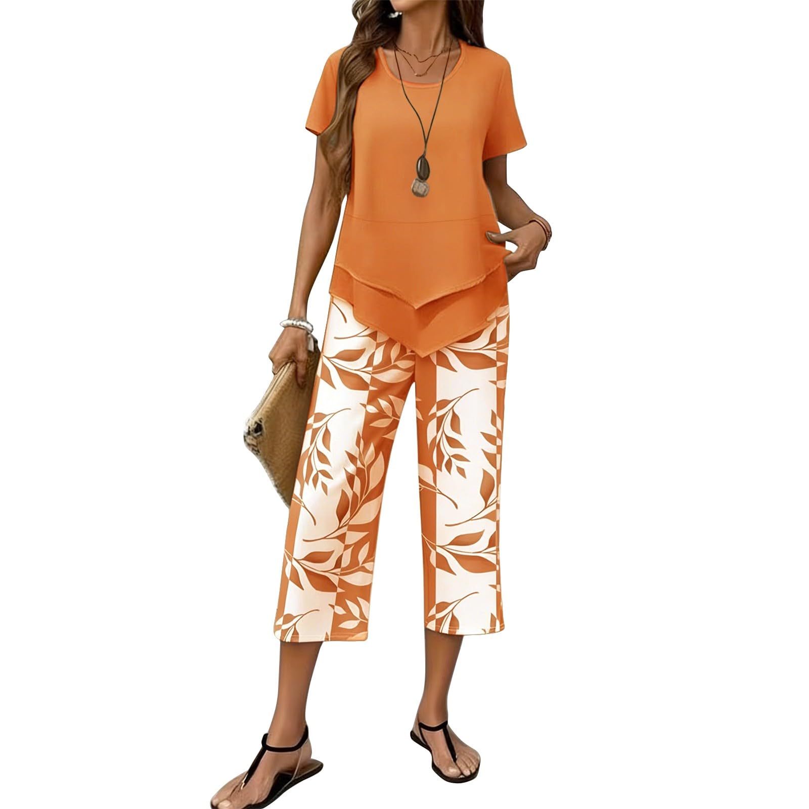 Ensemble Femme Chic Et Elegant Deux Pièces Grande Taille Chemise Manches Courtes Et Imprimé Floral Pantalon Large Fluide éTé Tenue DéContracté Léger De Plage Jogging Outfit Set Loungewear
