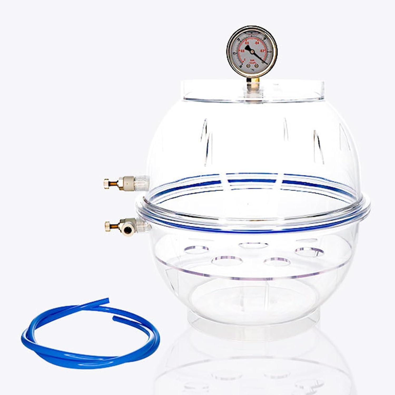 Secador De Vacío De Plástico Transparente, Desecador De Vacío De Laboratorio De 250 Mm/300 Mm, con Válvula De Vacío Doble, Manómetro De Vacío De Presión Negativa, para 250mm