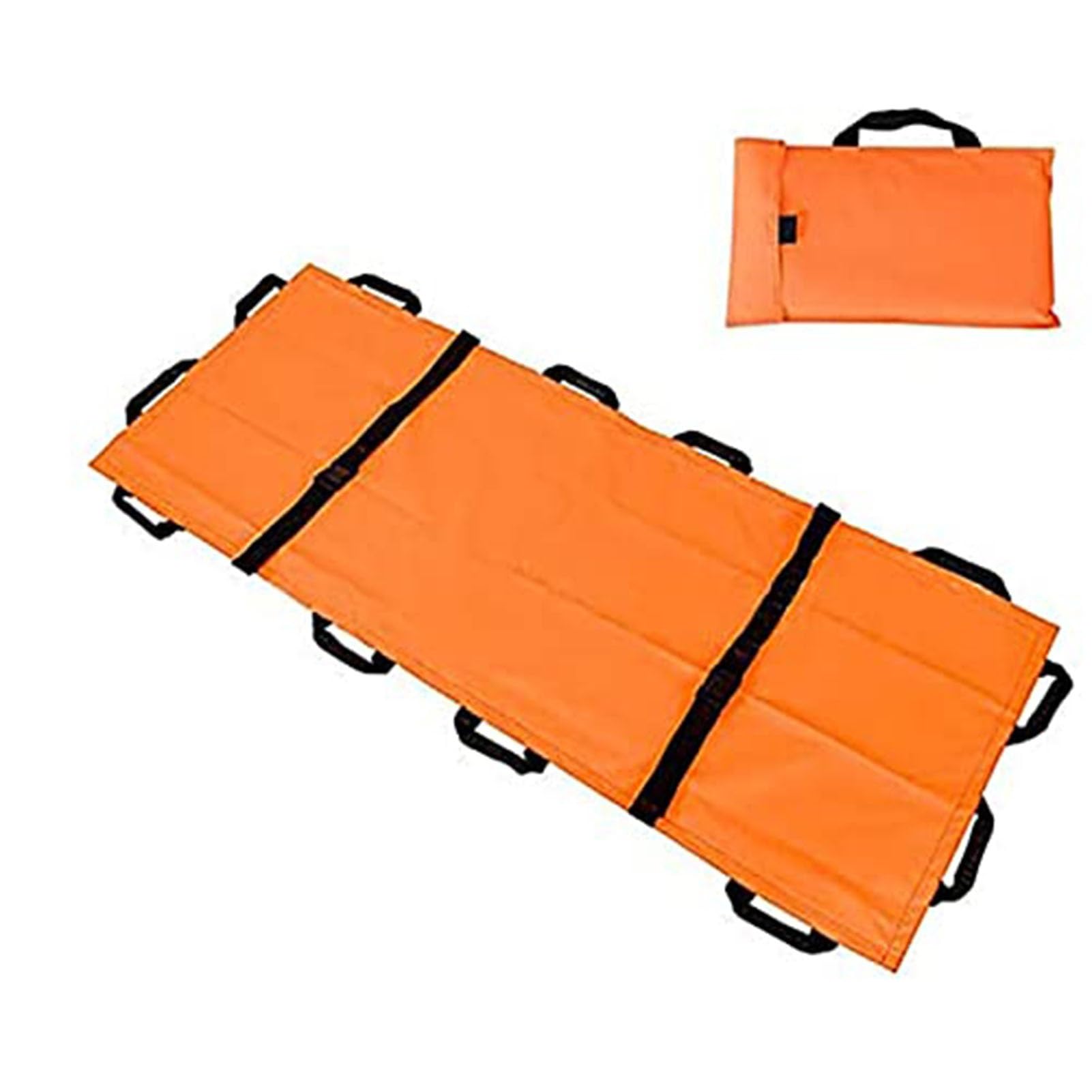 SGKOMN Medical Stretcher, Folding Rescue Transport Stretcher, Portable Stretcher Thickened Canvas 12 Handles Soft Portable Transport Stretcher for Home Sports Venues Ambulance, Orange