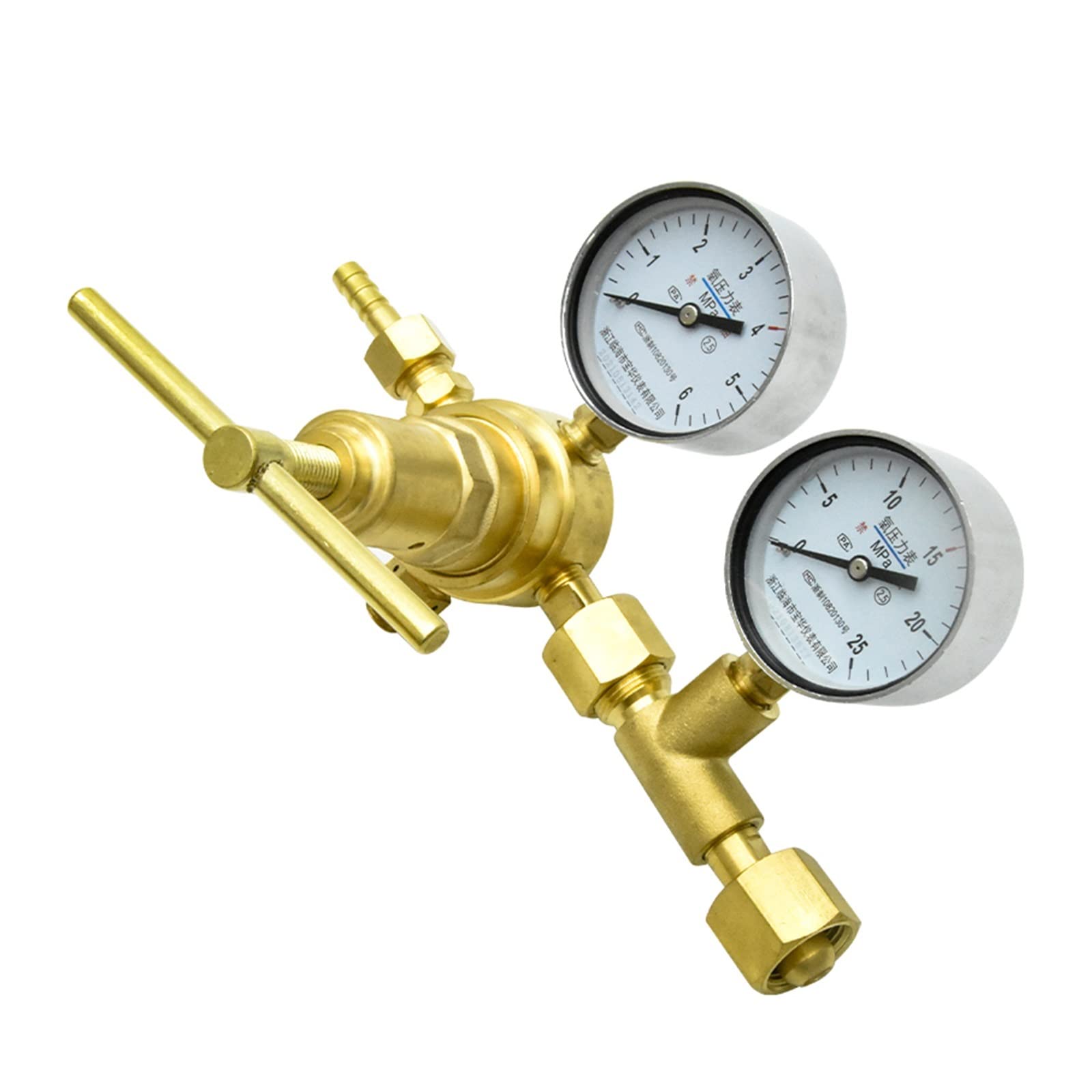 YQD-370/YQY-370/ YQQ-370 Druckminderer Vollkupfer Manometer Druckminderer Druckminderventil Haltedruck (Color : YQY370 O2 0-10Mpa, Size : Yellow)