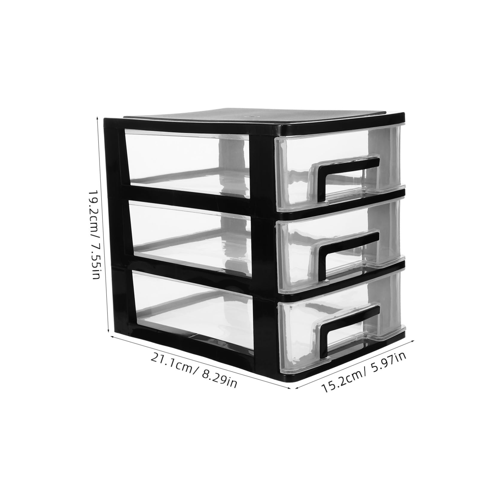 Happyyami Three Layer Transparent Drawer Storage Cabinet Portable Organizer Rack for Home Office Multi Layer Plastic Storage Shelf Black Design for