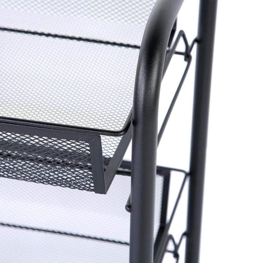 Carrello a 3 Ripiani in Rete con Ruote, in Metallo, Ideale per Cucina, Salone di Parrucchiere, Soggiorno e Bagno, Colore Nero.