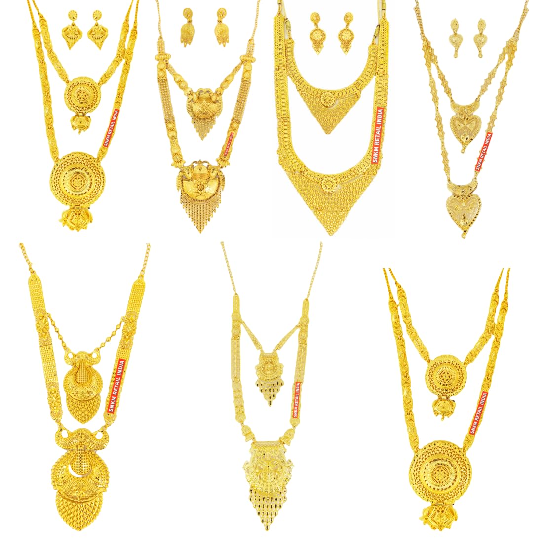 SNKM City Gold Multi Design Jewellery Dual Necklace and Earrings Set Traditional | Latest and Stylish Imitation Fashion Occasion Jewellery For Women (10 Inch Size, Multi Design Pack of 1) (B0DF7RDTVD) Amazon Price History, Amazon Price Tracker