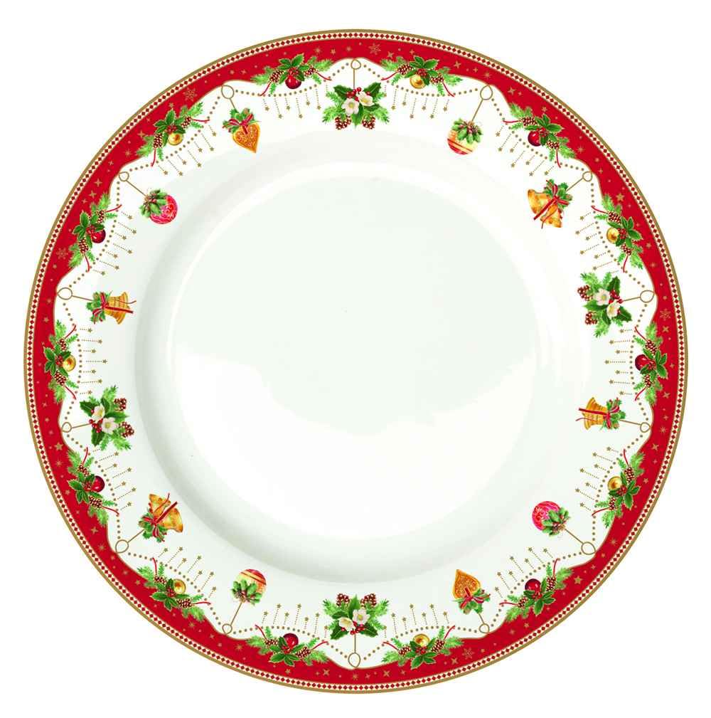 Easy Life Lot de 18 assiettes de Noël en porcelaine - Pour 6 personnes - Noel nostalgique - Vintage - D26,5 x P21,5 x P19 cm
