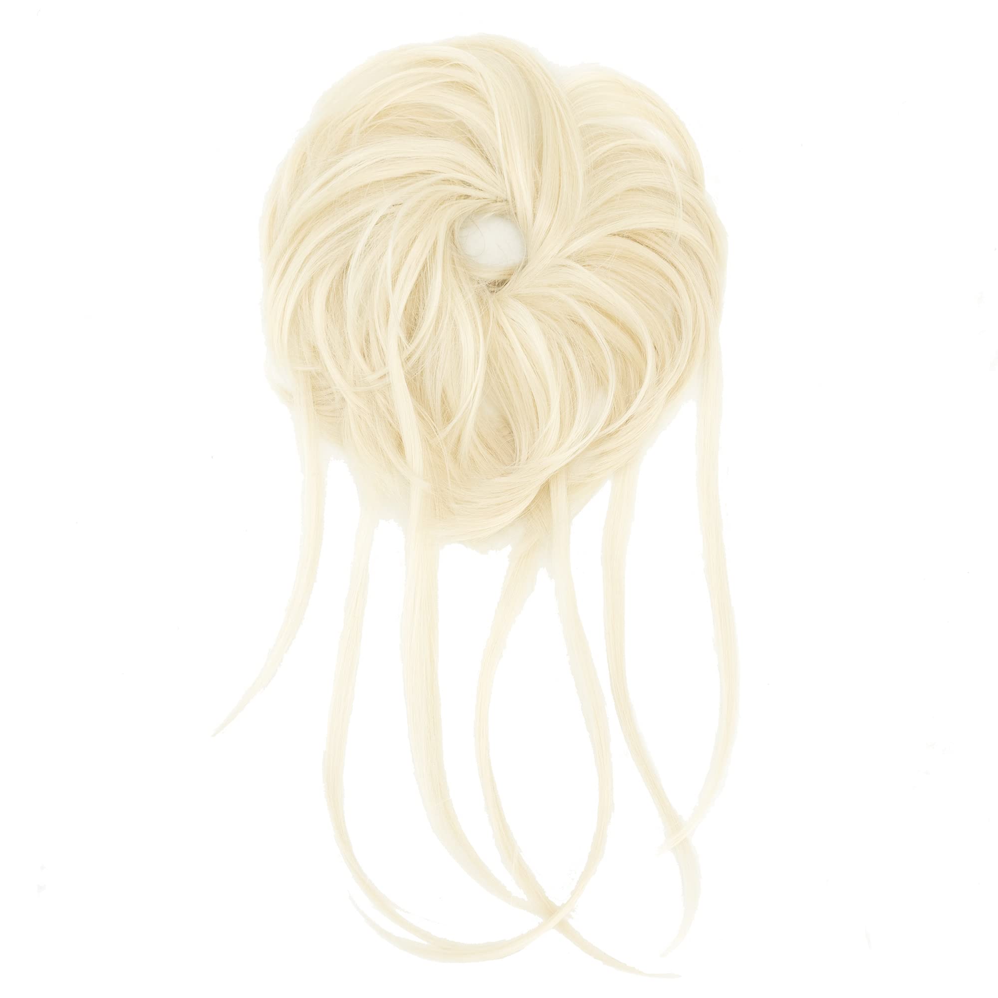 IMISSU 2PCS Messy Hair Bun Piece Updo Long Scrunchies Wrap Ponytail Extension Wavy Hairpieces Chignon Headband (2PCS Light Blonde) - Image 2