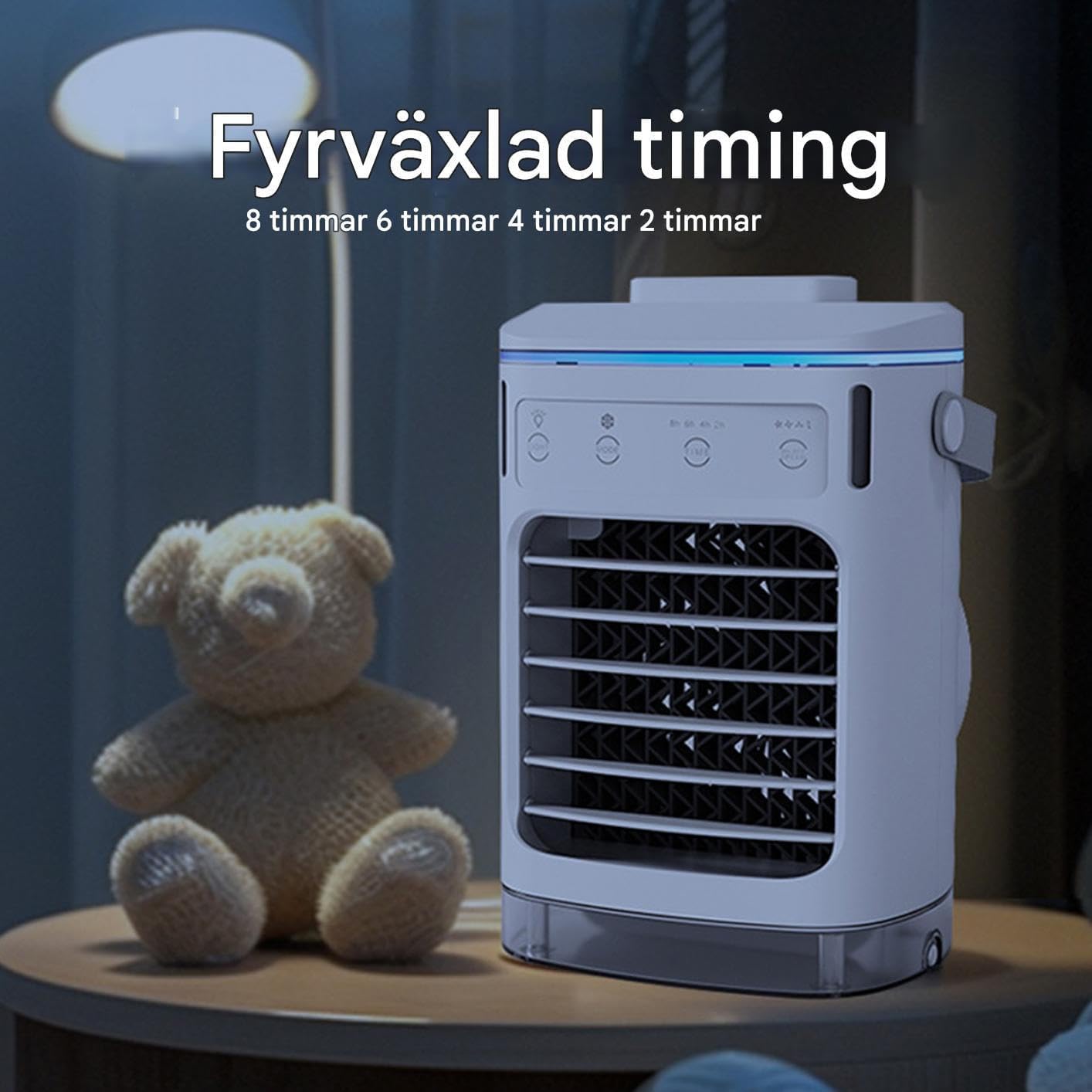 Ventilador de aire acondicionado, ventilador de refrigeración para refrigeración personal y clima de habitación, enfriador evaporativo portátil silencioso con temporizador y velocidades de