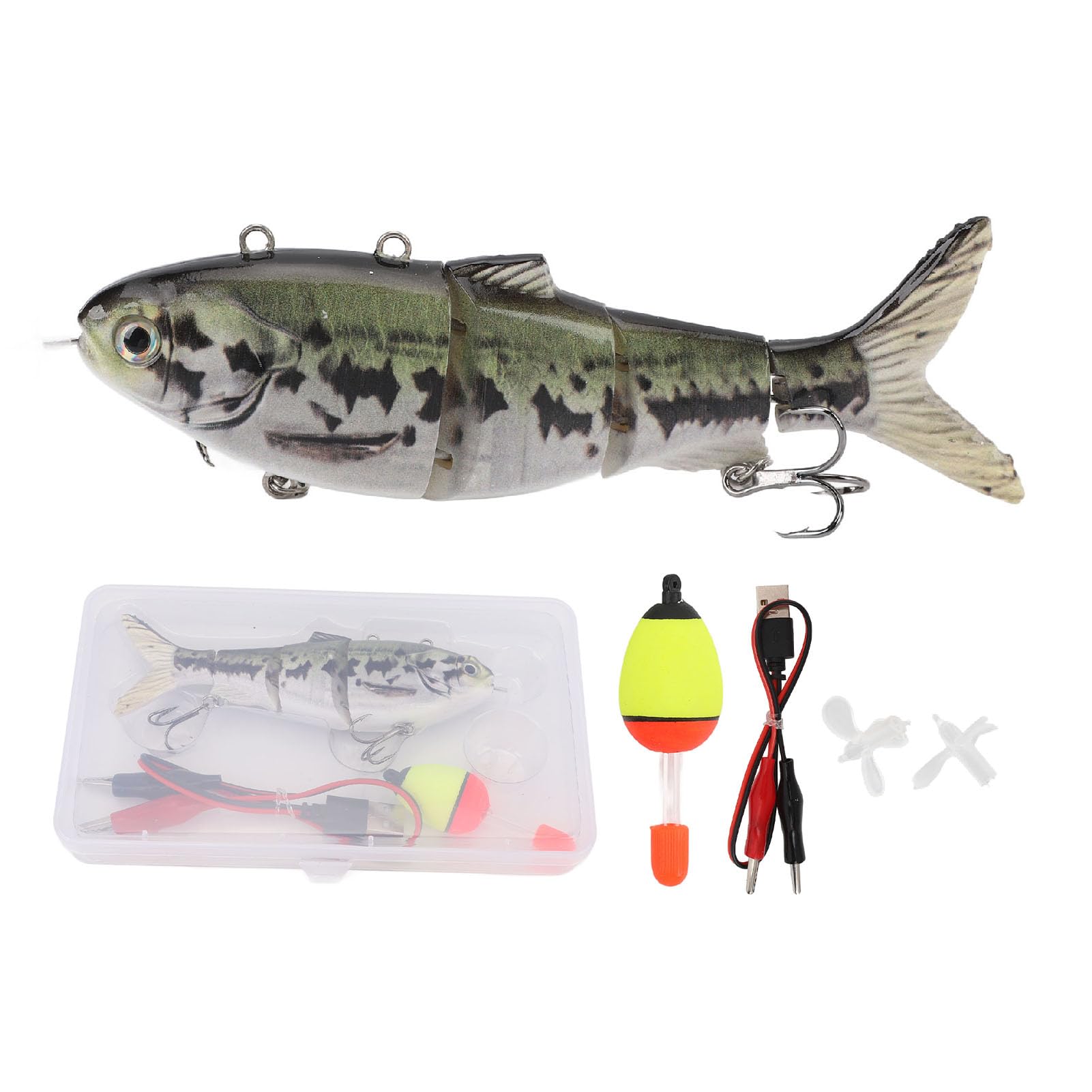 Esca da Pesca Elettrica, Swimbait Elettrico Multisnodato USB Ricaricabile Usa Un'esca Elettrica a LED Realistica Adatta per Ambienti D'acqua Dolce