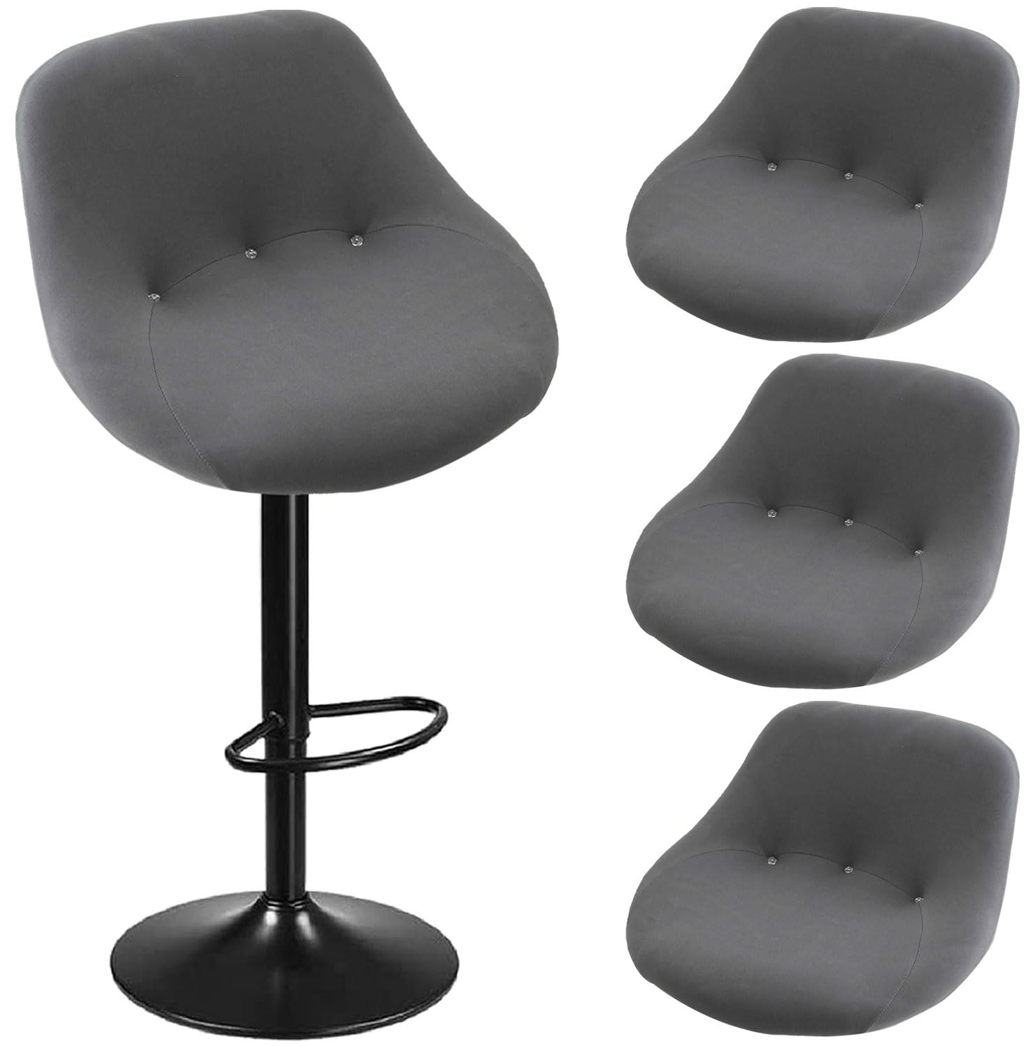 SDNAM Pub Bar Counter Stool Chair Covers with Back and Arms Set of 4/2/1 Stretch, Swivel Curved Kitchen Barstool Chair Cover Curved Back Bar Stool Slipcovers with Arms(H19,4PCS)