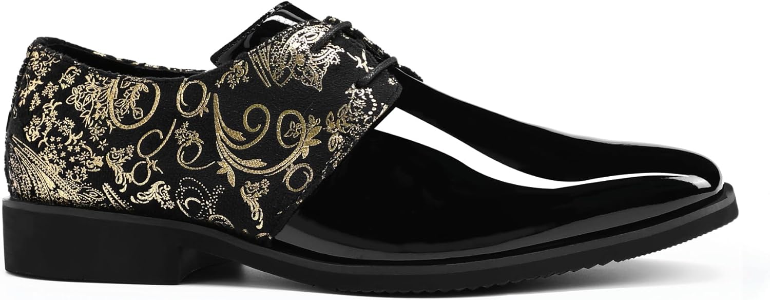 AUSTIN MILL Men's Dress Shoes Classic Patent Velvet,Tuxedo Shoe for Men,Non Slip Lace up Oxford for Wedding Prom Party Dance Business - Image 5