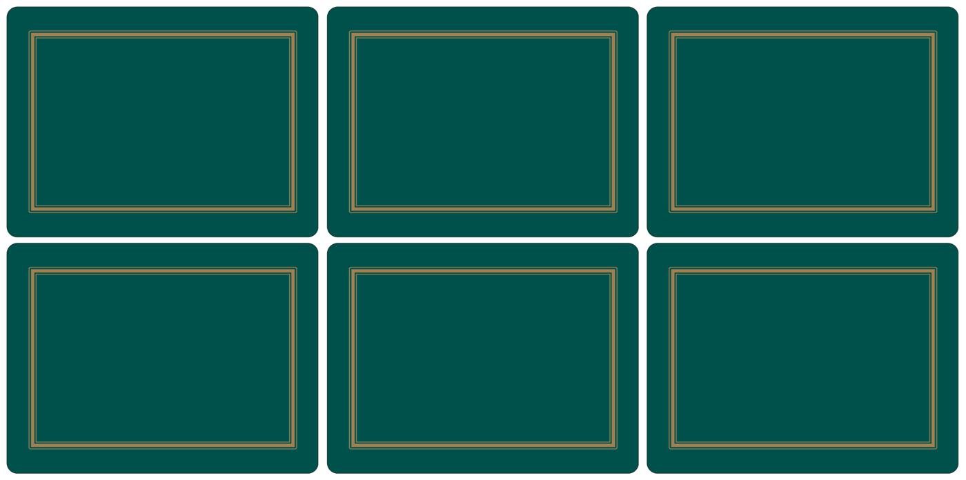 Pimpernel Lot de 6 Sets de Table avec Dos en liège en Panneau MDF 30,5 x 23 cm, Classique Vert émeraude