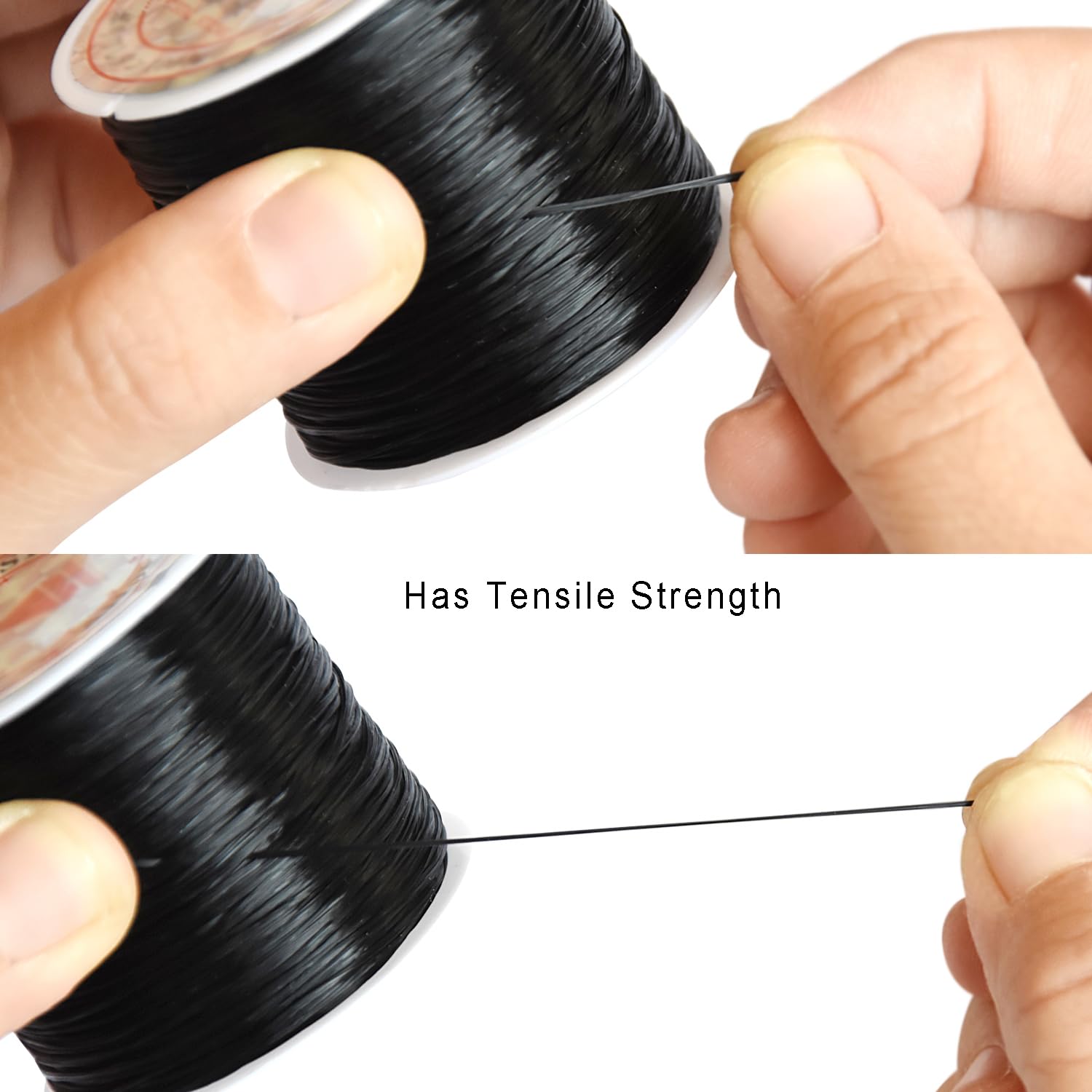 1 Roll 0.8mm Elastic Bracelet String 50m Stretchy Elastic Beading Cord Thread for Bracelet Jewellery Making (Black) - Image 2