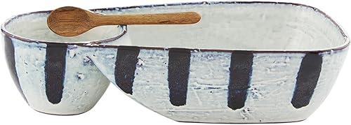 Mud Pie Juego de chips reactivos y inmersión, negro, plato 6 14" x 11" cuchara 5"