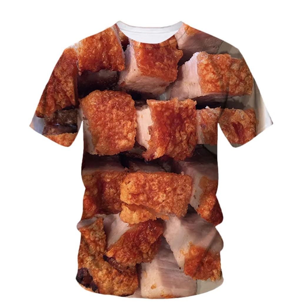 FfnkrnfiPork Belly 3D Printed Summer Men's T-Shirt Alternative Fashion Personality Street Trend Casual