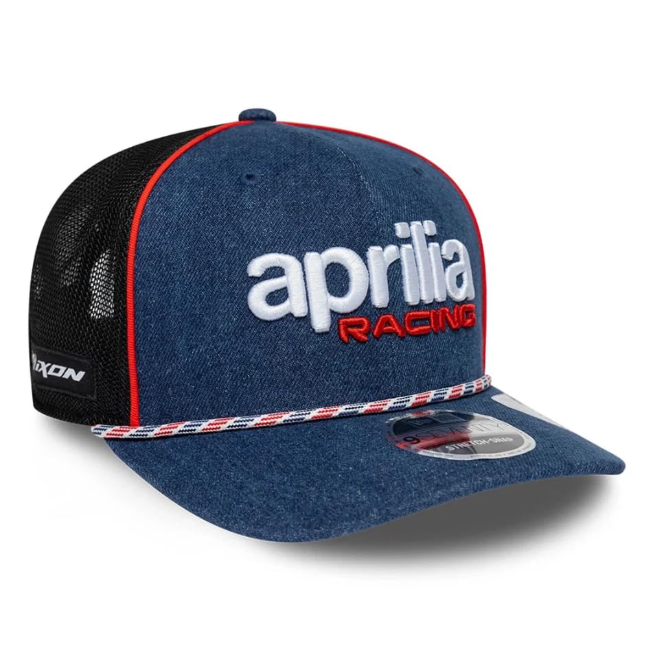 Aprilia Racing Superbikes Motorräder Offizielle Kollektion 2026 Austin USA GP Special Edition Trucker Baseball Cap Mütze Verstellbar Marineblau Schwarz