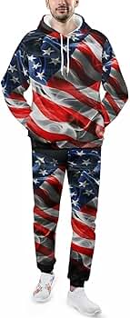 PROFESSIONALCREW SWEAT SETUP NAVY ×WHITE SEPTYK American Flag USA Pattern Hoodie And Sweatpants Set