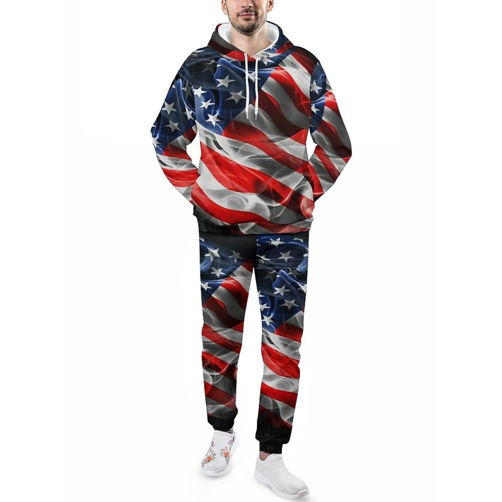 SEPTYK American Flag USA Pattern Hoodie And Sweatpants Set