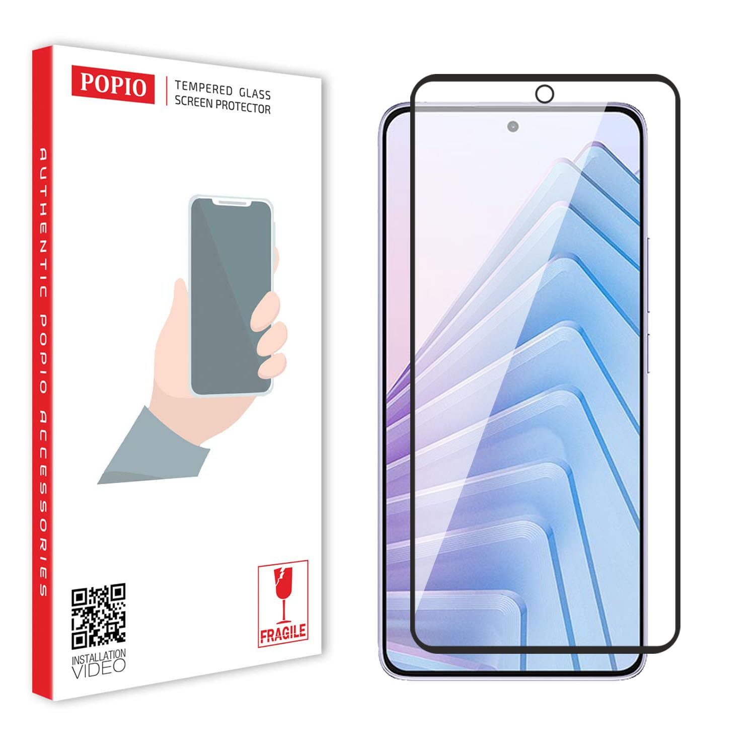 POPIO Tempered Glass Screen Protector Compatible For Redmi Note 14 5G (Black) Edge-To-Edge Protector Coverage, Pack of 1