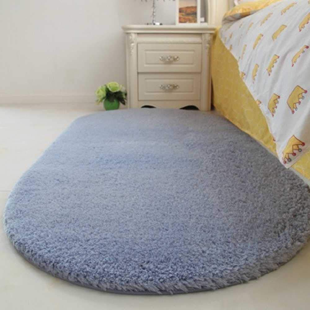Tapis de salon Thicklamb ovale en velours d'agneau pour sol lisse et froid