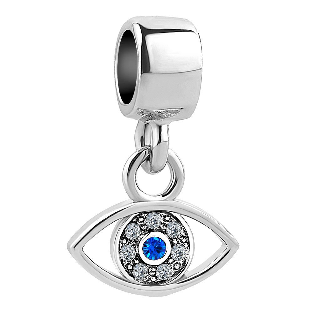 QueenCharmsDangle Evil Eye Charm Beads for Charm Bracelets