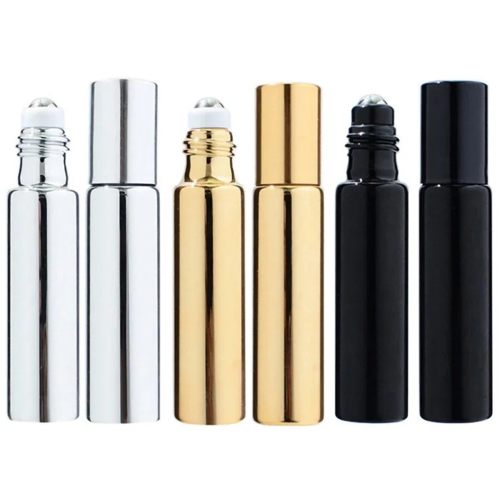 FVDZRFIE Oil Roller Bottles 10ML Metal Roller Refillable Bottle Essential Oils Roll-on Glass Perfume Bottles Travel Cosmetics Container