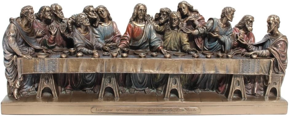 Veronese The Last Supper Jesus Twelve Apostles Statue Figurine Cold Cast Bronze