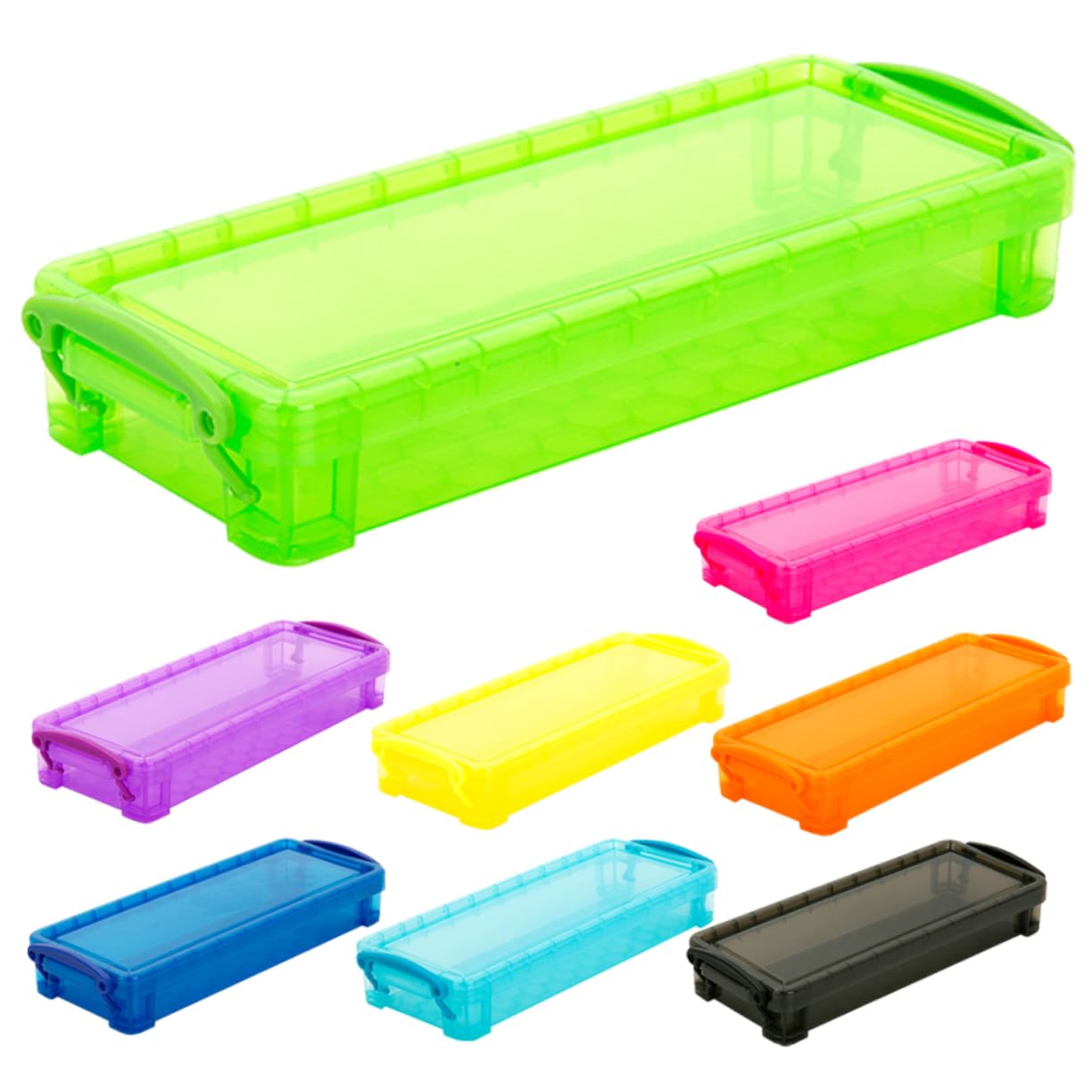 8pezzi Scatola Portapenne in Plastica Organizer Per Matite e Penne Scatola Per Cancelleria Leggera e