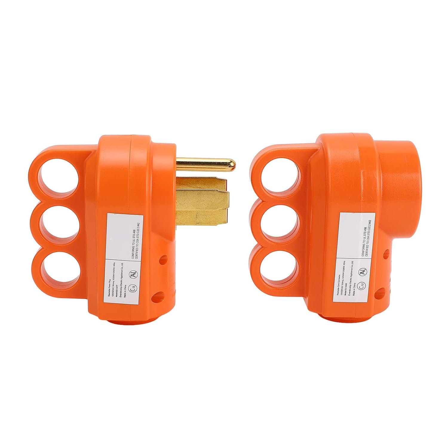 50 Amp RV Male Female Plug Set, Receptacle RV Electrical Campers Plug Compatible with 6AWG 3C and 8AWG 1C 50A STW RV Power Cords