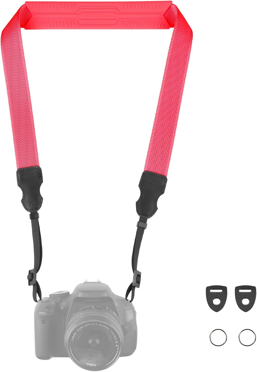 Neck Strap Silicone Camera Straps – Padded Camera Strap, 1.5″ Wide Adjustable Nylon Shoulder Strap – Compatible with Canon, Nikon, Sony, and More DSLR and Mirrorless Cameras (Fuchsia)