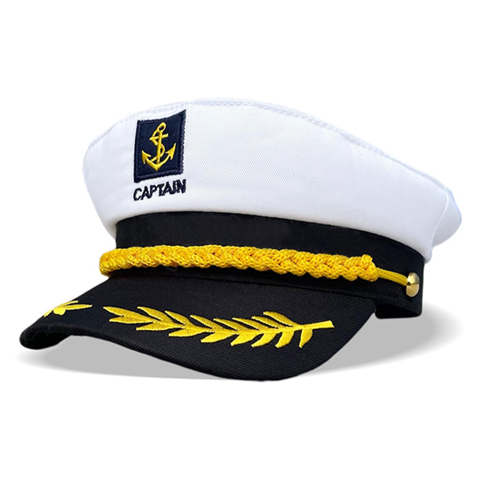 Soochat Captain Yacht Hat Nautical Sailor Skipper Hat Ship Yacht Boat Sailor Navy Marine Admiral Hats for Halloween Costume Accessory White