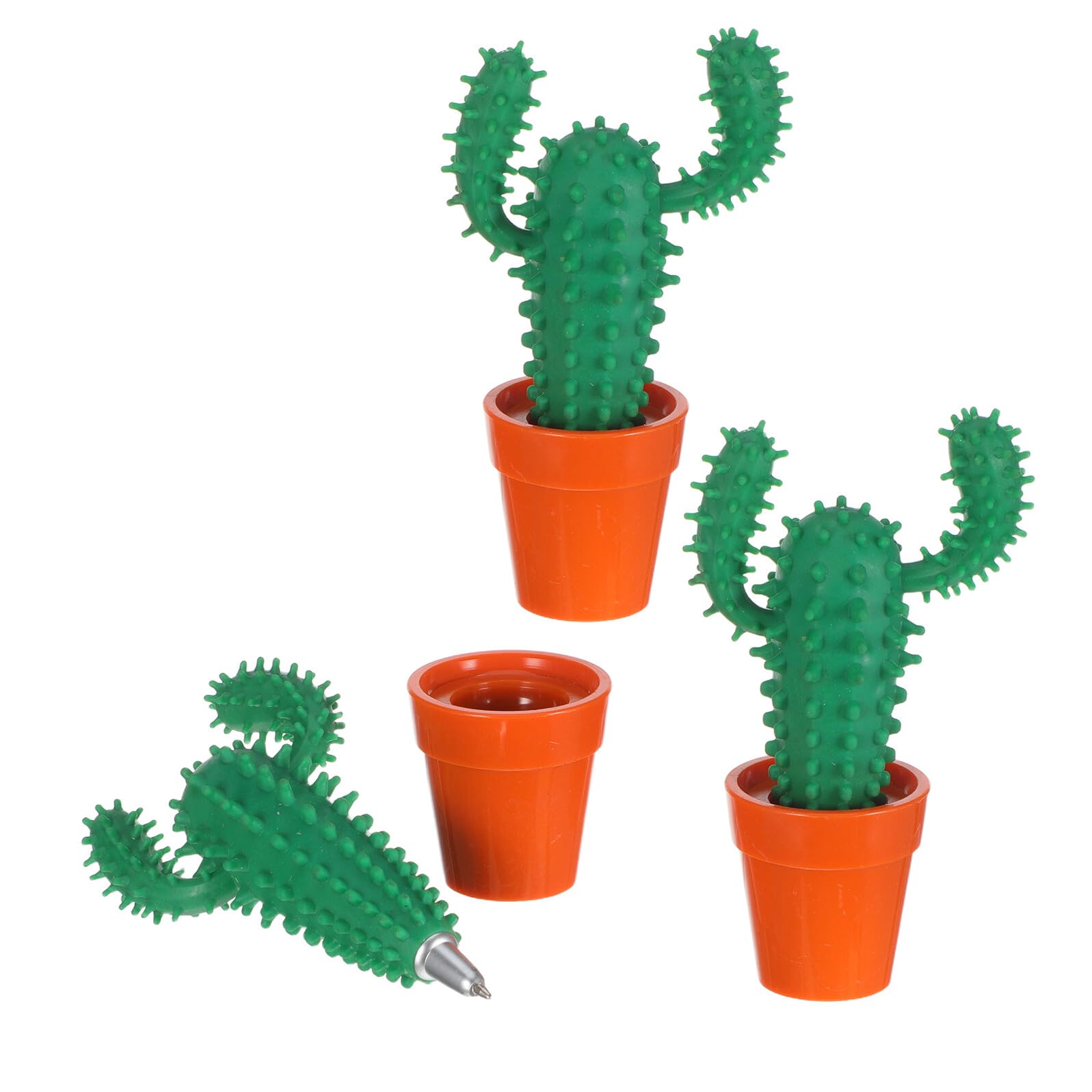 Bolígrafo de cactus en maceta verde portátil y decorativo para material escolar, pack de 3 8