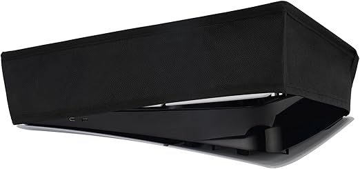 playvital Horizontal Dust Cover for ps5 Slim Digital Edition(The New Smaller Design), Nylon Dust Proof Protector Waterproof Cover Sleeve for ps5 Slim Console - Black