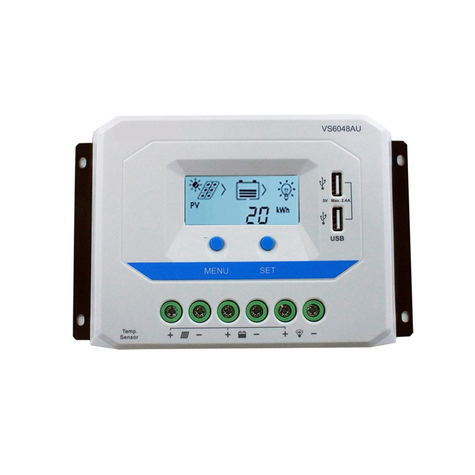 LNHHG 30A-12V/24V Solar Controller LCD Display Dual USB Socket VS3024AU