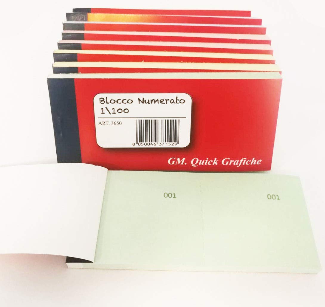 Blocchetti Numerati Da 1 A 100 - Confezione Da 5 Blocchi Multicolore, 6x13 Cm, Per Eventi E Lotterie
