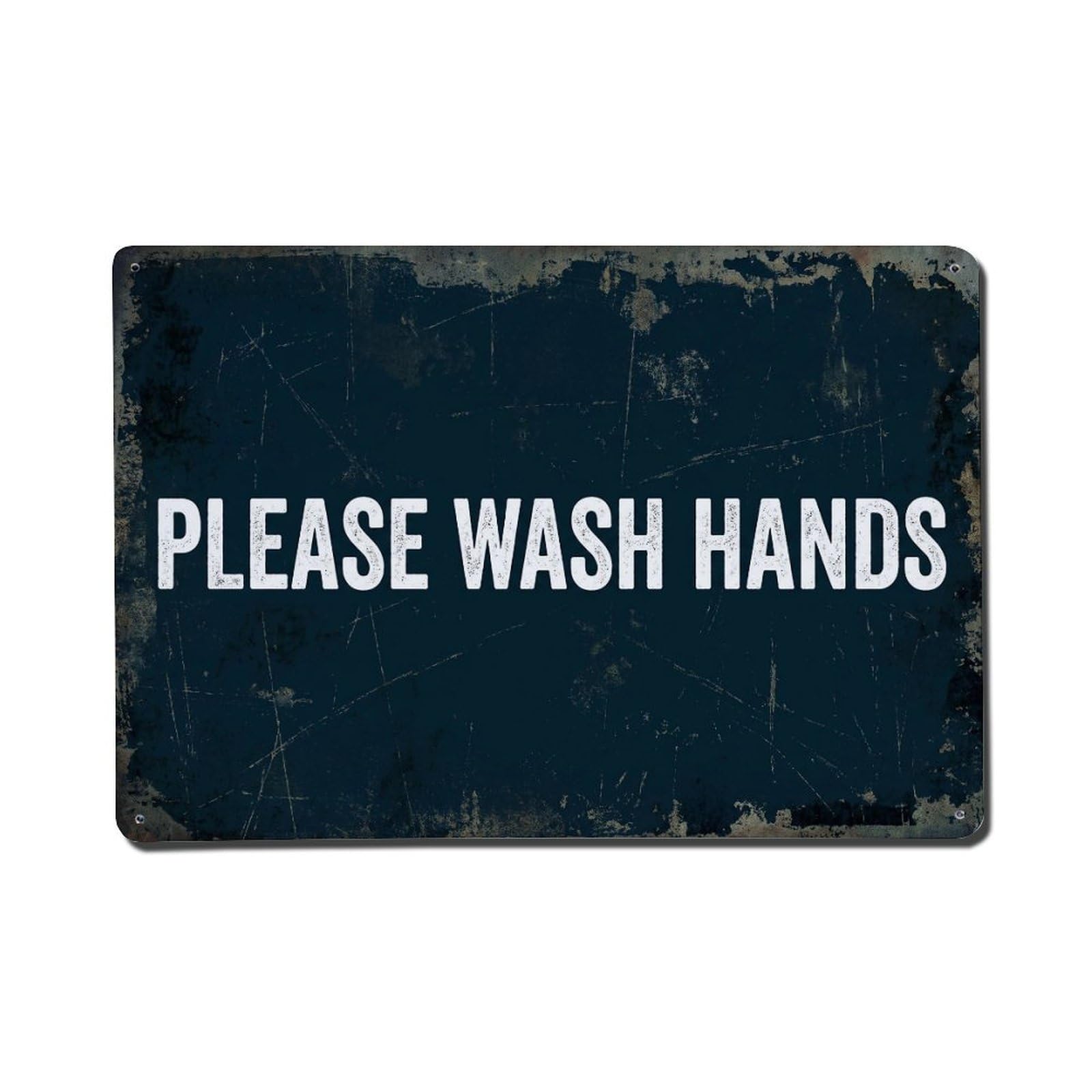 Vintage Text with Please Wash Hands Metal Tin Sign