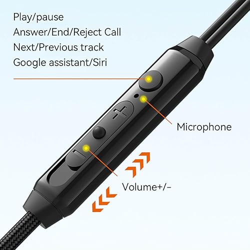 Miniatura 7 de Holiper Auriculares deportivos con cable con ganchos para los oídos, auriculares estéreo con cable de doble conductor extra bajo con micrófono,