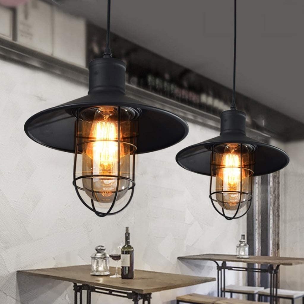 Lampa wisząca Industriële vintage kroonluchters, vogelkooi hanger verlichtingsarmatuur voor pooltafel keukenbar, creatieve retro hangende E27 lamp, zwart Jasny